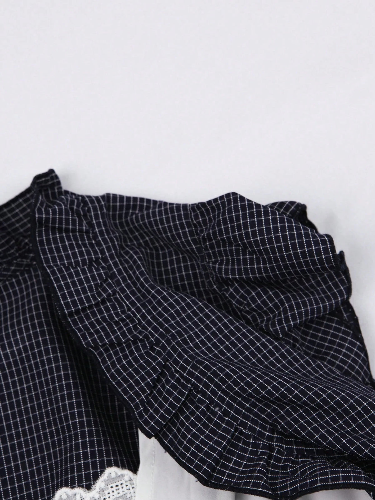 Franclia Korean Style Plaid Patchwork Frill Trim Loose Sleeveless Blouse Shirt For Women