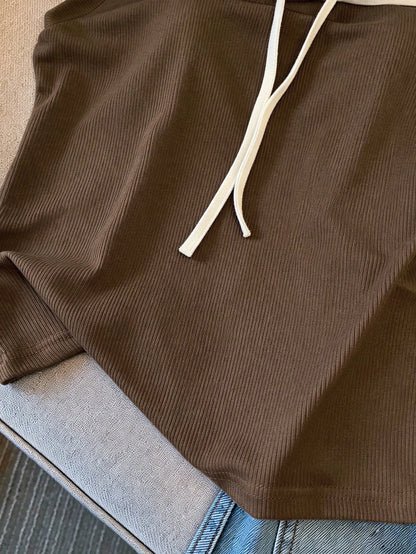 Franclia Spring/Summer Minimalist Preppy Cute Brown And White Sleeveless Lapel Top, Contrast Color Lace-Up Bow Decor, Loose Slimming Women's Tank Top Brunch