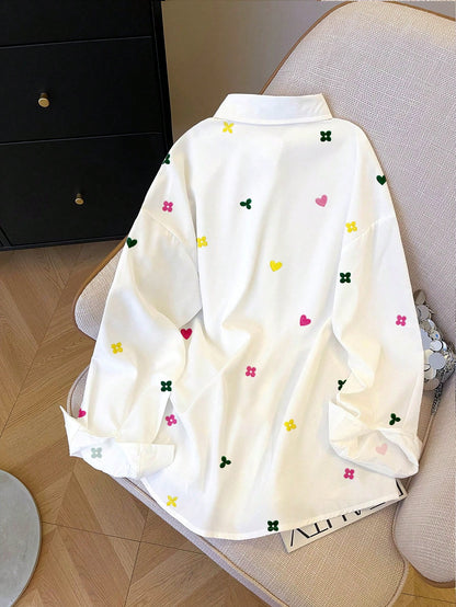 Franclia Women's Casual Loose Long Sleeve Shirt