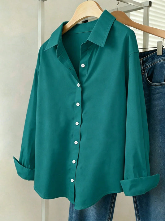 Franclia Women's Casual Versatile Commuter Solid Color Shirt