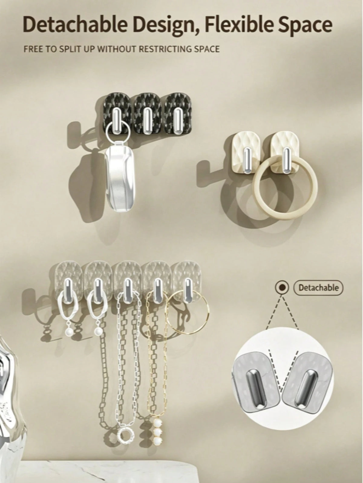 Freely Assembled Multi-Functional Mini Adhesive Hooks, No-Drill Wall-Mounted Item Storage And Display Racks, Perfect For Keys, Necklaces, And Other Small Items
