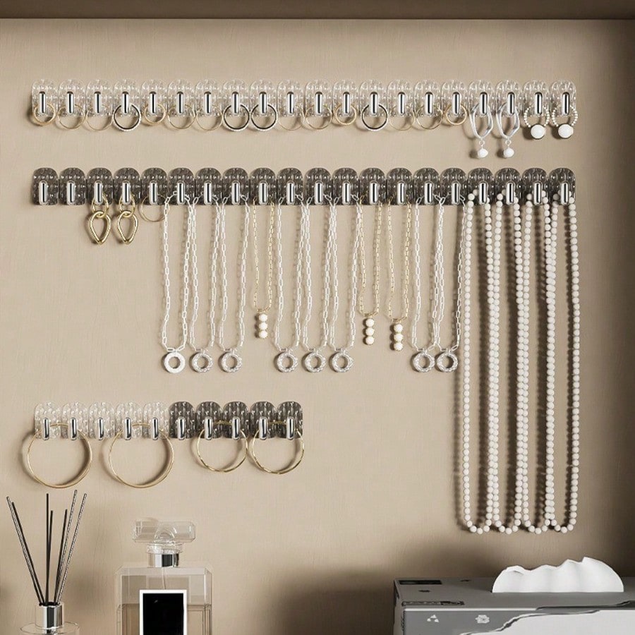 Freely Assembled Multi-Functional Mini Adhesive Hooks, No-Drill Wall-Mounted Item Storage And Display Racks, Perfect For Keys, Necklaces, And Other Small Items