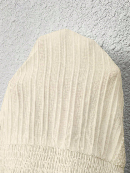 Freevana White Summer Boho Vacation Plus Size Blouse,Women's Short Sleeve Round Neck Pullover Top With Ruffled Hem Elastic Waist,Casual Elegant Latest Tops