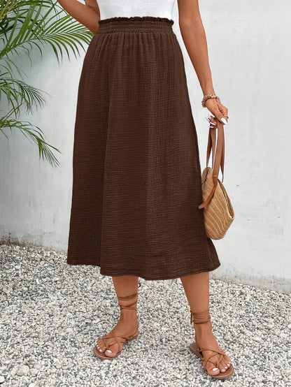 Frenchy Women's Solid Color High Waist Pleated Casual Skirt, Summer