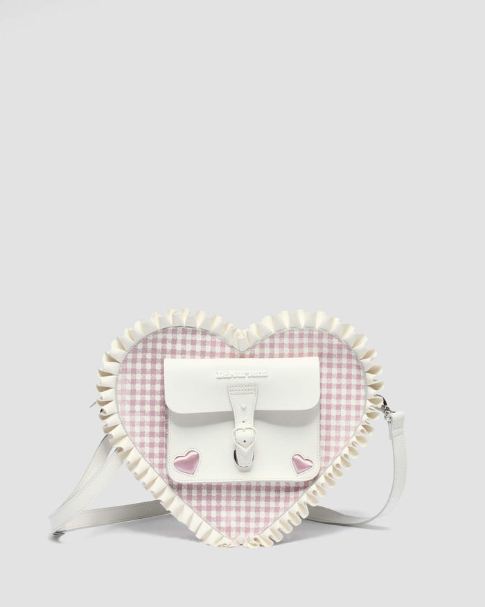 Frilled Gingham Leather Heart Backpack