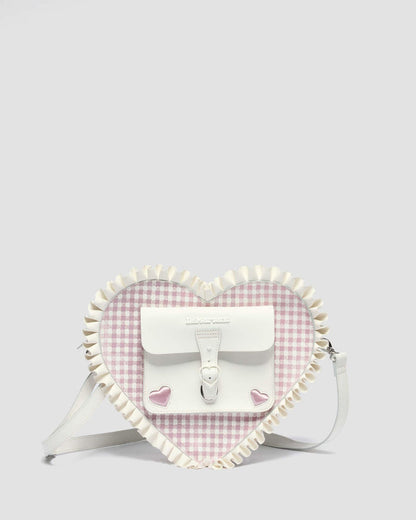 Frilled Gingham Leather Heart Backpack