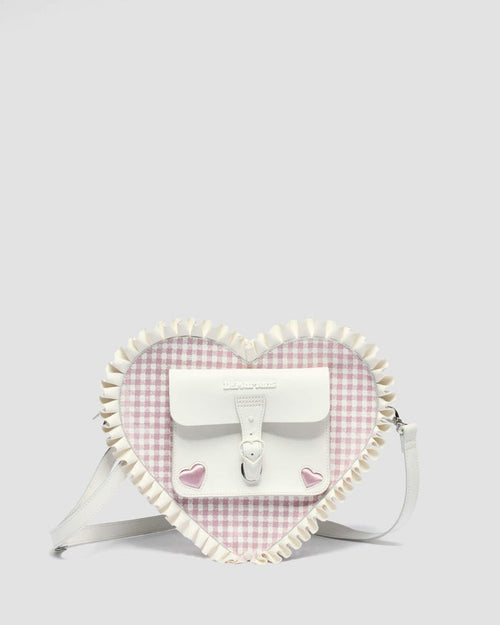 Frilled Gingham Leather Heart Backpack