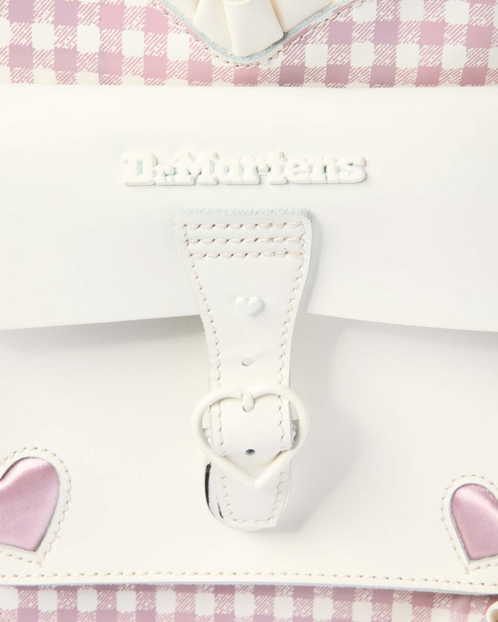 Frilled Gingham Leather Heart Backpack