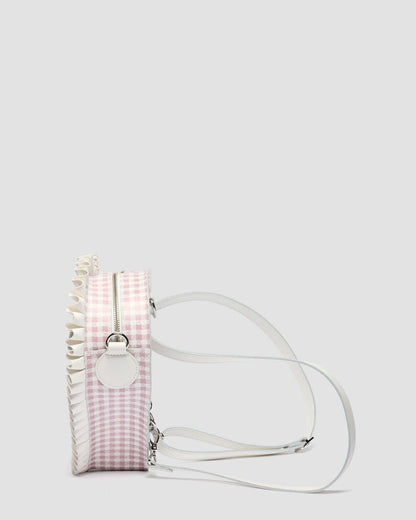 Frilled Gingham Leather Heart Backpack