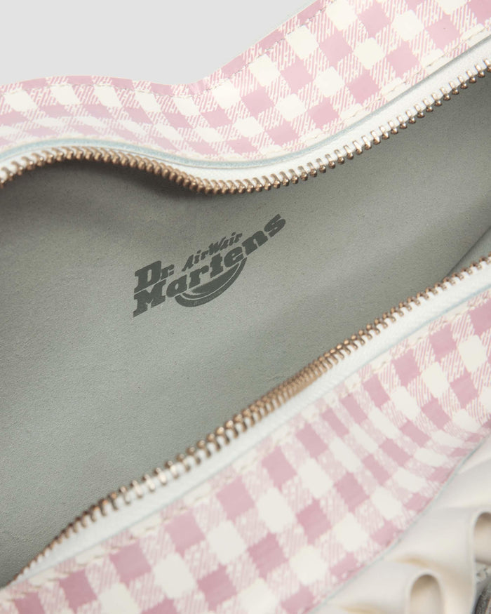 Frilled Gingham Leather Heart Backpack
