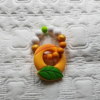 Fruits Orange Silicone Teether Rattles