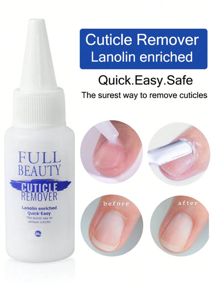 FULL BEAUTY 30ml Nail Cuticle Remover Gel Softening Liquid, Smooth & Moisturizing Nail Care Repair, Manicure Tool Nails