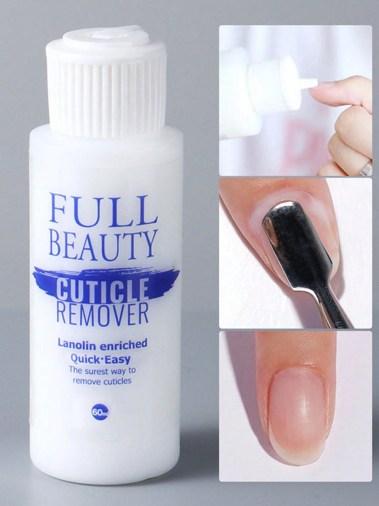 FULL BEAUTY 60ml Nail Cuticle Remover Gel Softening Liquid, Smooth & Moisturizing Nail Care Repair, Manicure Tool Nails