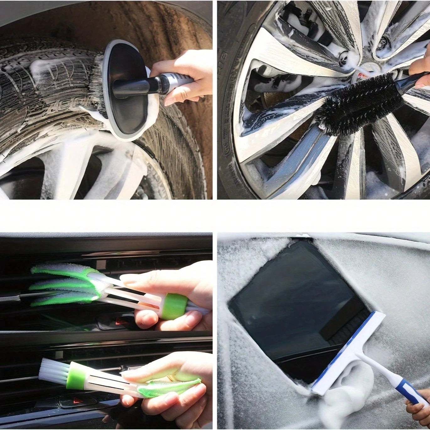 Full Car Cleaning Tool Set, 22 Pieces, Detailing Kit With Canvas Bag, Foldable Bucket, Car Wash Gloves, Sponge Towels, Tire Brush, Glass Scraper, Dust Remover
