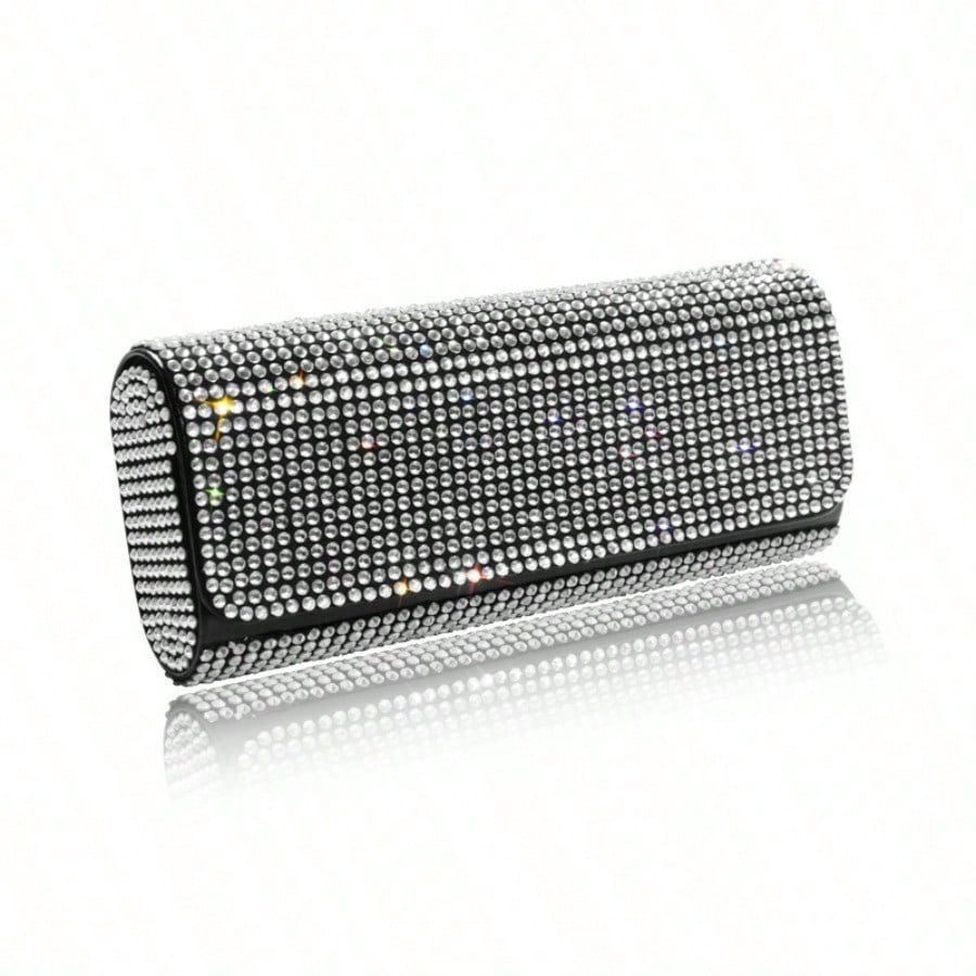 Full Rhinestone Car Sunglasses Box Luxury Sun Visor Storage Case Bling Auto Eyeglasses Holder