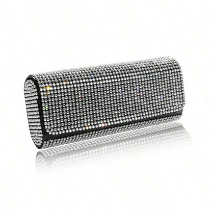 Full Rhinestone Car Sunglasses Box Luxury Sun Visor Storage Case Bling Auto Eyeglasses Holder