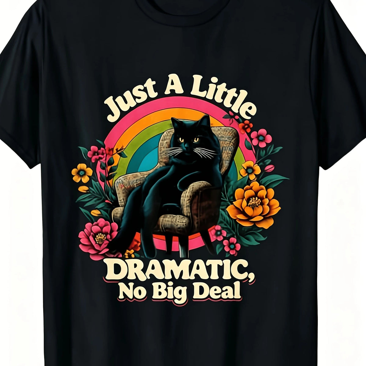 Fun T-Shirt-Retro Cat Print T-Shirt, Pure Cotton Short Sleeves, Soft And Skin-Friendly Fabric, Perfect For Summer Adventures.