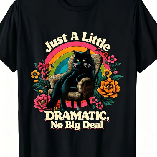 Fun T-Shirt-Retro Cat Print T-Shirt, Pure Cotton Short Sleeves, Soft And Skin-Friendly Fabric, Perfect For Summer Adventures.