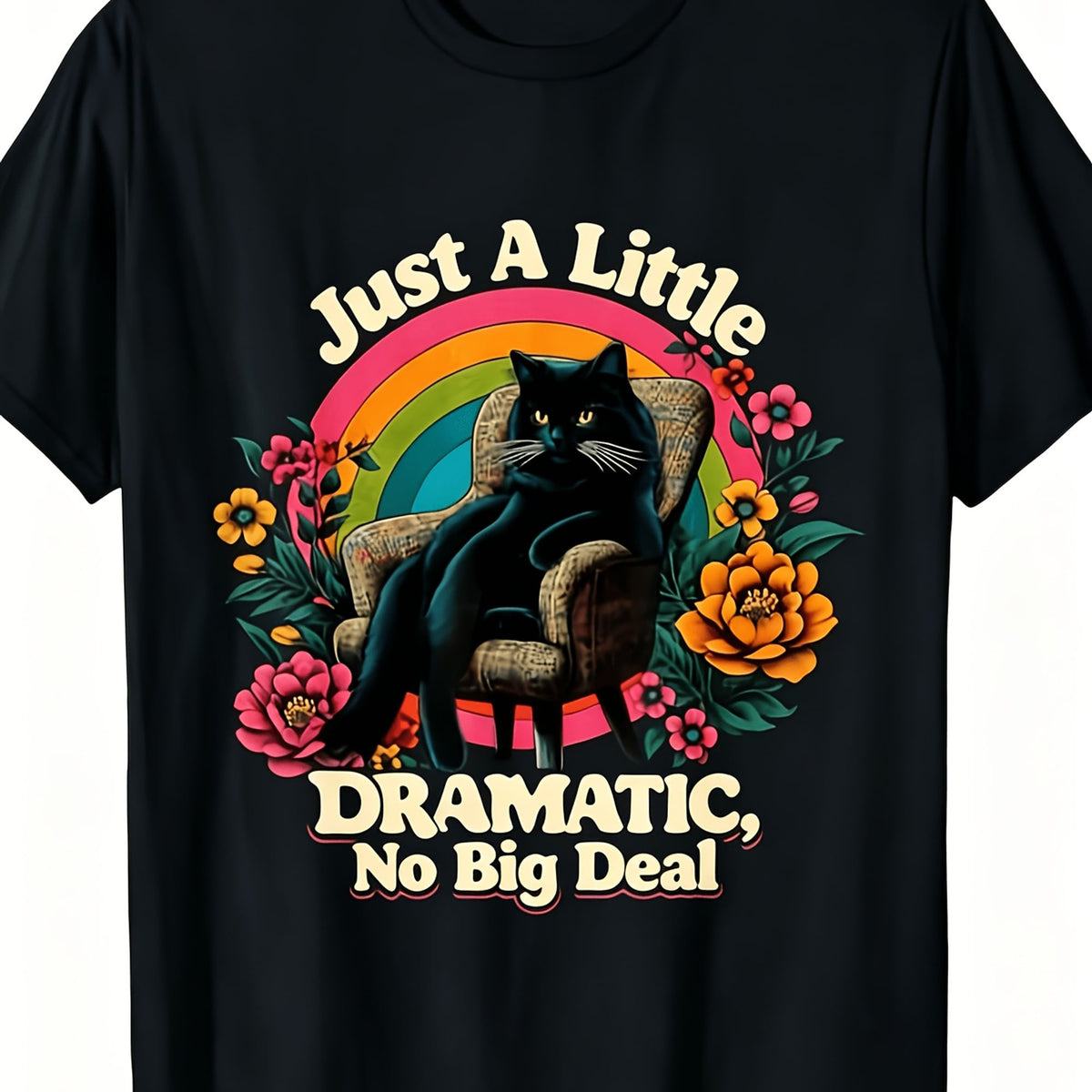 Fun T-Shirt-Retro Cat Print T-Shirt, Pure Cotton Short Sleeves, Soft And Skin-Friendly Fabric, Perfect For Summer Adventures.