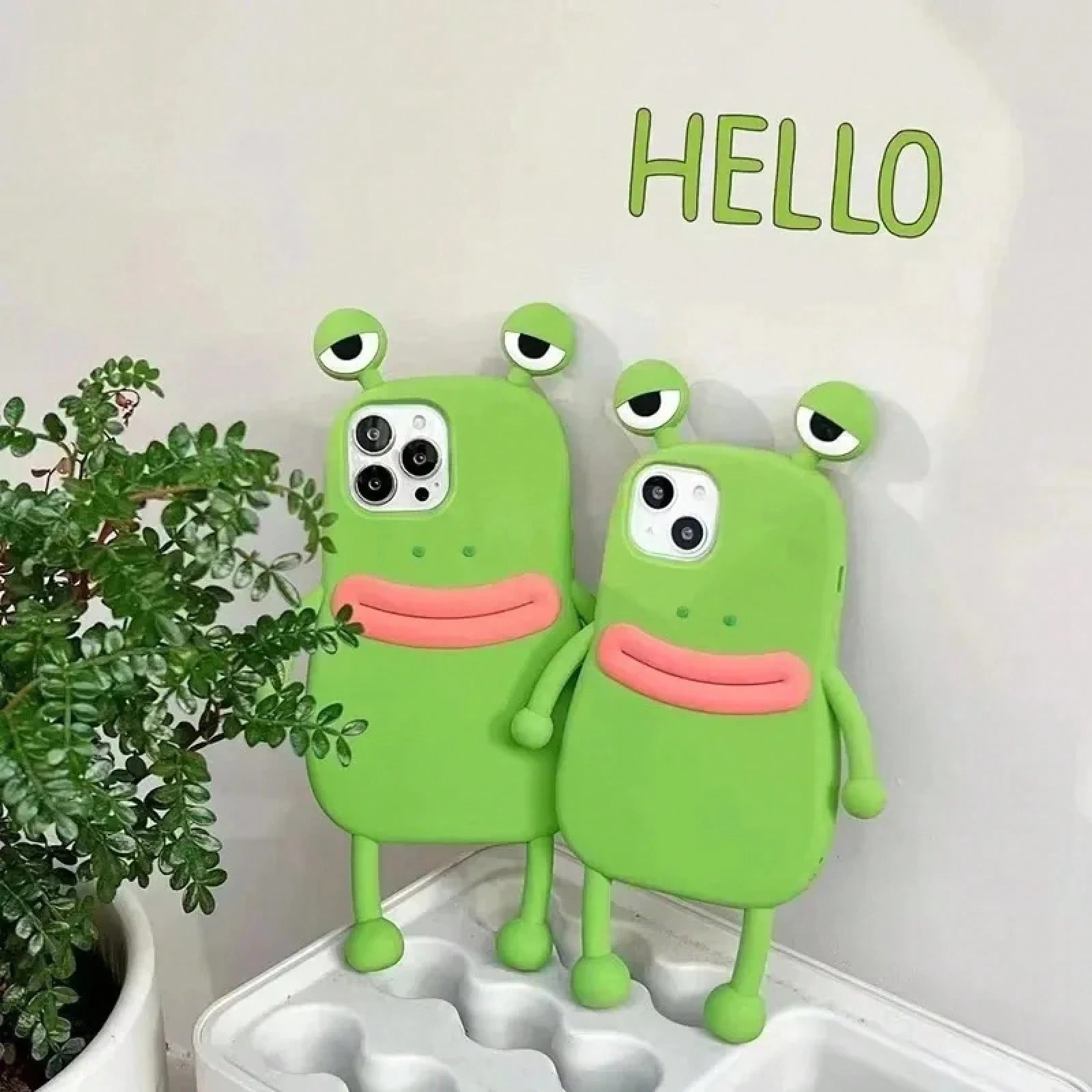 Funny 3D Frog Soft Silicone Case For 17 16 15 Pro For 14 13 11 12 Pro Max Cartoon Cute Shockproof Bumper Cover Anti-Slip Skin-Friendly Material Anti-Slip Anti-Drop