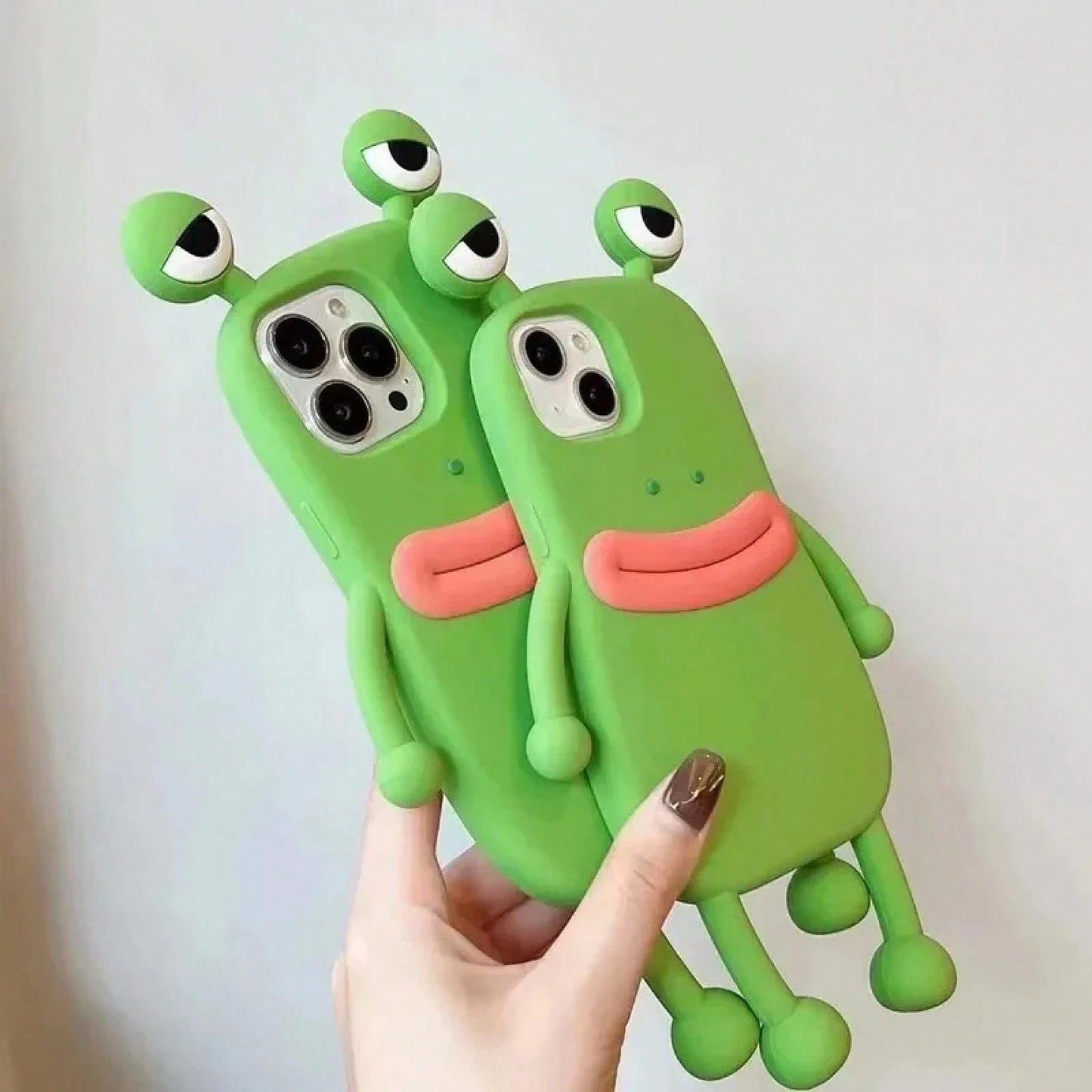 Funny 3D Frog Soft Silicone Case For 17 16 15 Pro For 14 13 11 12 Pro Max Cartoon Cute Shockproof Bumper Cover Anti-Slip Skin-Friendly Material Anti-Slip Anti-Drop