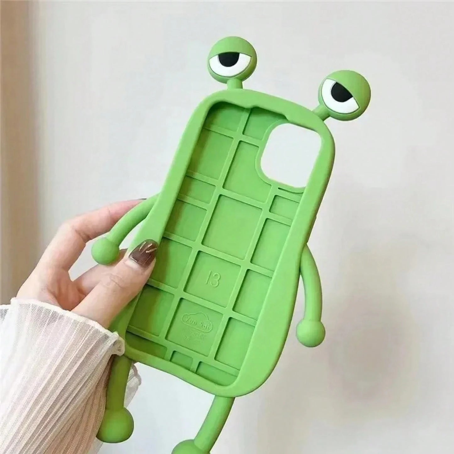 Funny 3D Frog Soft Silicone Case For 17 16 15 Pro For 14 13 11 12 Pro Max Cartoon Cute Shockproof Bumper Cover Anti-Slip Skin-Friendly Material Anti-Slip Anti-Drop