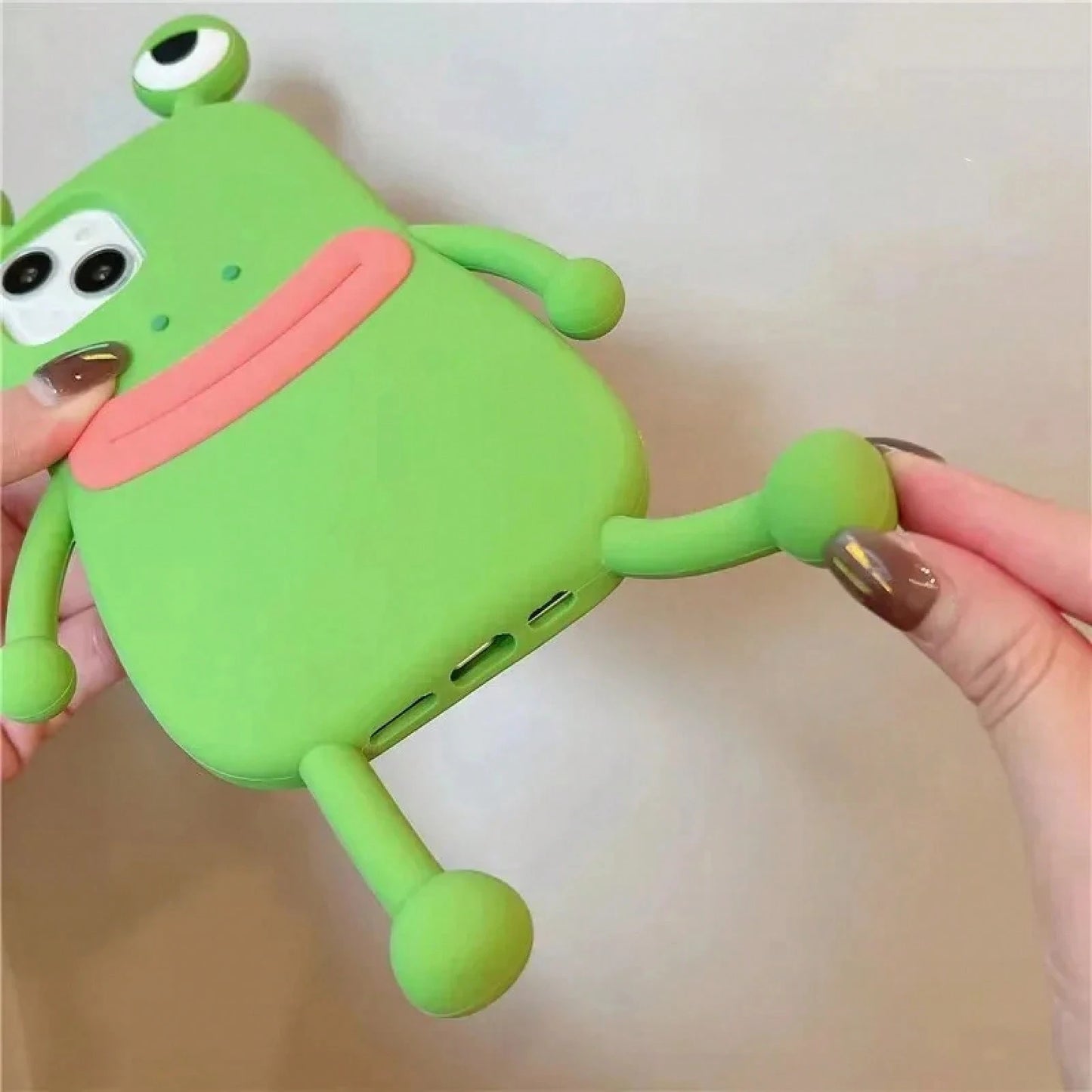 Funny 3D Frog Soft Silicone Case For 17 16 15 Pro For 14 13 11 12 Pro Max Cartoon Cute Shockproof Bumper Cover Anti-Slip Skin-Friendly Material Anti-Slip Anti-Drop