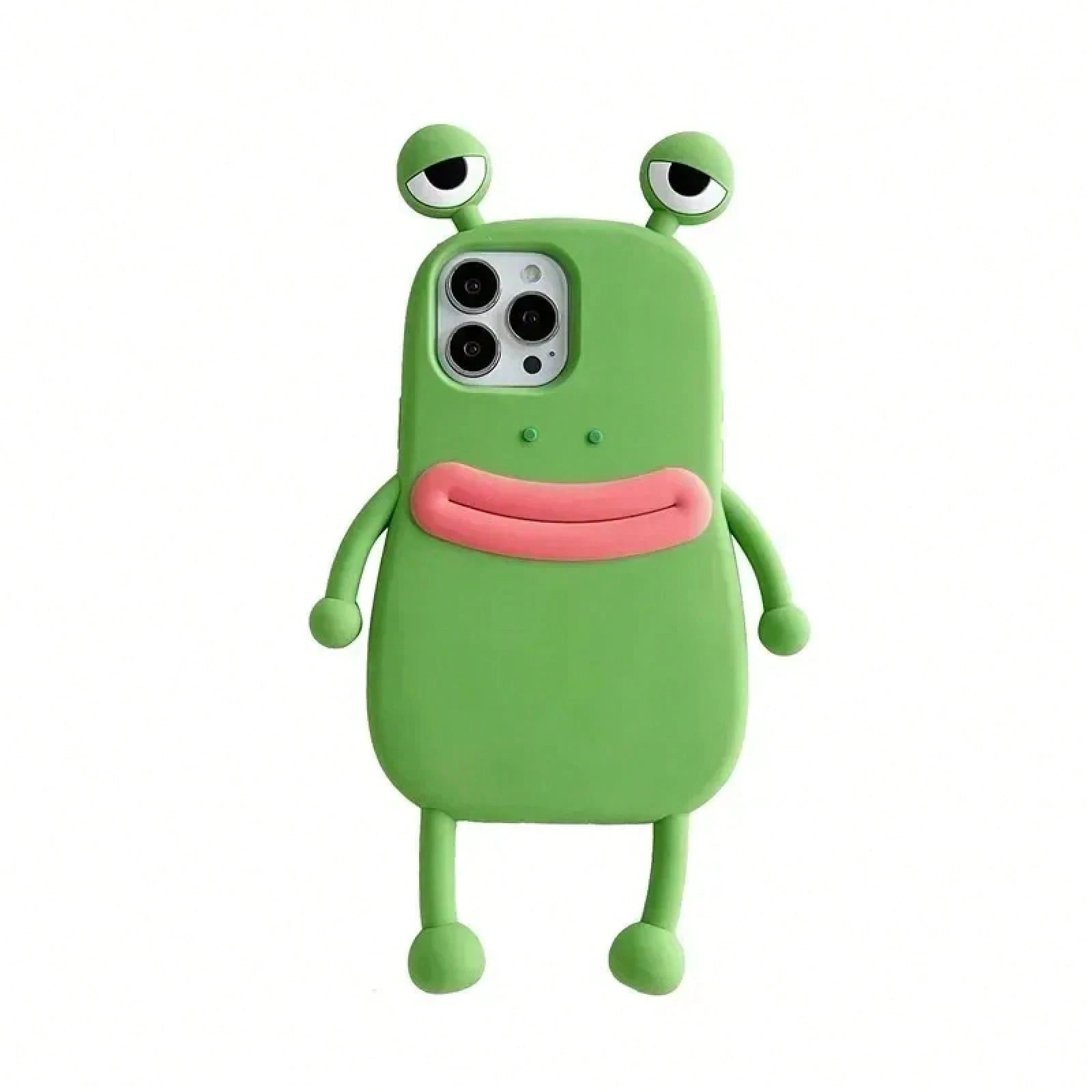 Funny 3D Frog Soft Silicone Case For 17 16 15 Pro For 14 13 11 12 Pro Max Cartoon Cute Shockproof Bumper Cover Anti-Slip Skin-Friendly Material Anti-Slip Anti-Drop