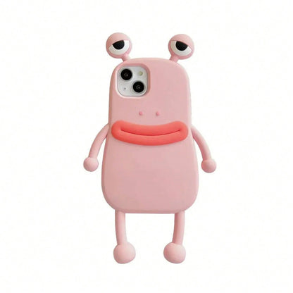 Funny 3D Frog Soft Silicone Case For 17 16 15 Pro For 14 13 11 12 Pro Max Cartoon Cute Shockproof Bumper Cover Anti-Slip Skin-Friendly Material Anti-Slip Anti-Drop