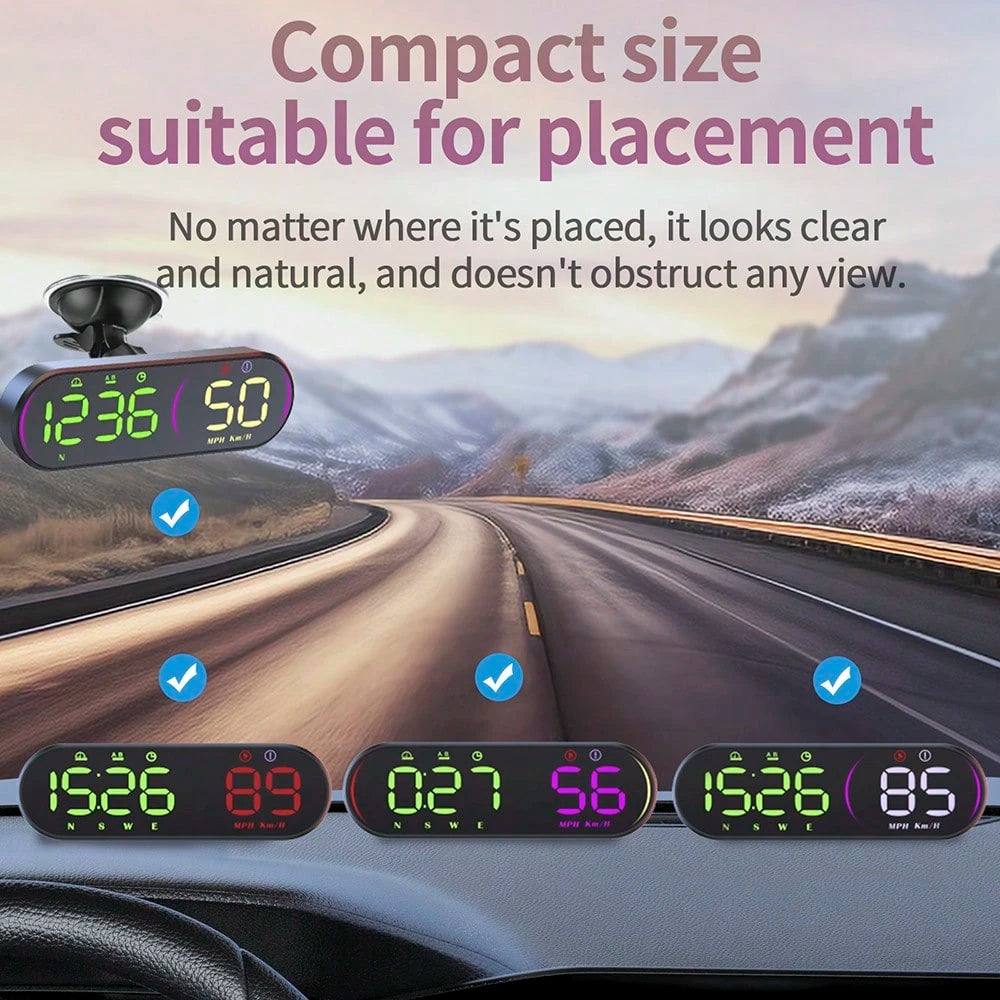 G26 Car HUD Head Up Display Speedometer GPS Speed Meter With Compass Overspeed Warning Multi-Color Display For All Vehicles