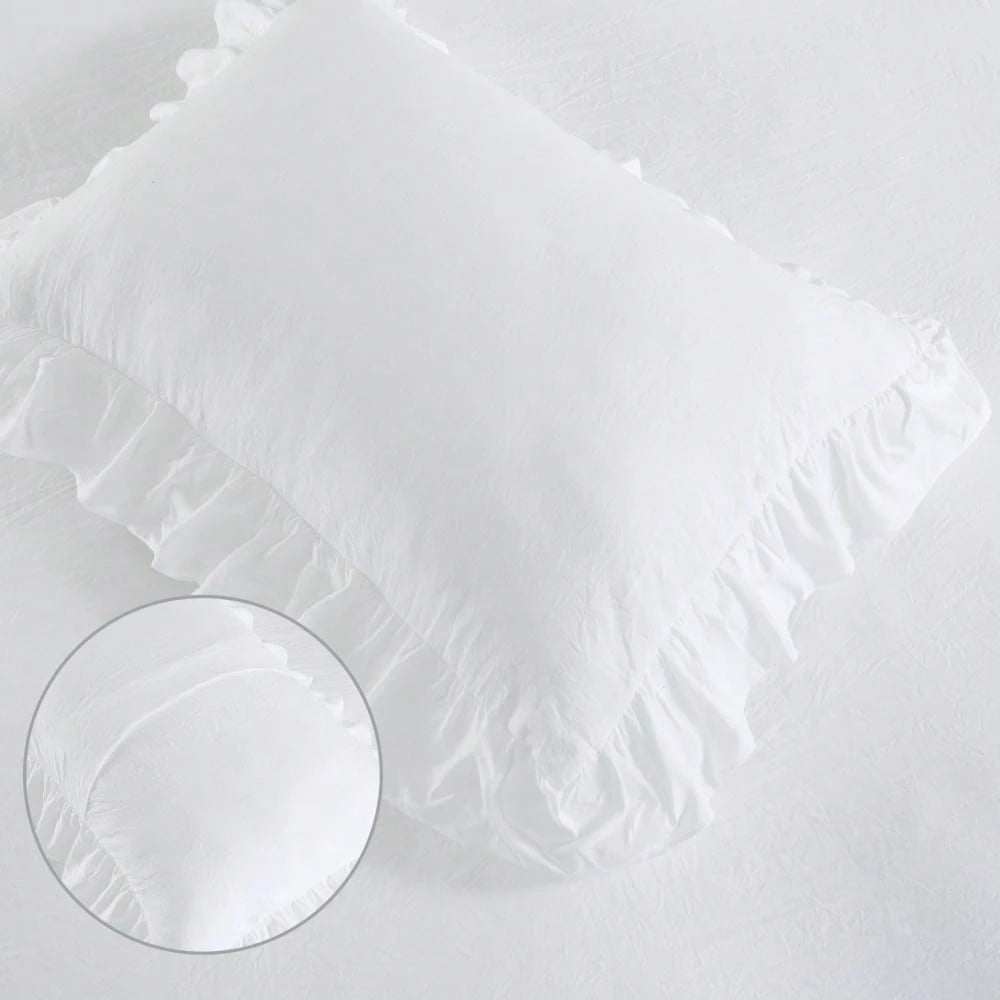 Gaderth Ruffle Duvet Cover Queen Size, 3PCS Soft Washed Microfiber Vintage French Country Duvet Cover Set For Queen Bed,Home Bedding Duvet Covers With Button Closure,Machine Washable