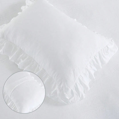 Gaderth Ruffle Duvet Cover Queen Size, 3PCS Soft Washed Microfiber Vintage French Country Duvet Cover Set For Queen Bed,Home Bedding Duvet Covers With Button Closure,Machine Washable