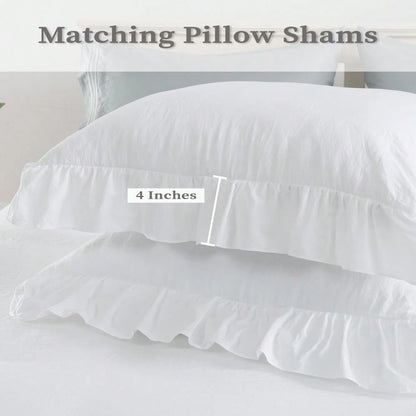Gaderth Ruffle Duvet Cover Queen Size, 3PCS Soft Washed Microfiber Vintage French Country Duvet Cover Set For Queen Bed,Home Bedding Duvet Covers With Button Closure,Machine Washable