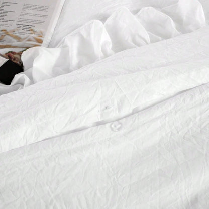 Gaderth Ruffle Duvet Cover Queen Size, 3PCS Soft Washed Microfiber Vintage French Country Duvet Cover Set For Queen Bed,Home Bedding Duvet Covers With Button Closure,Machine Washable