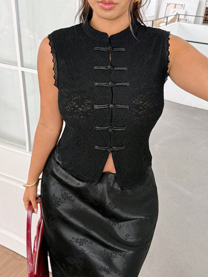 GalTyme Black Sleeveless Plus Size Women's Top