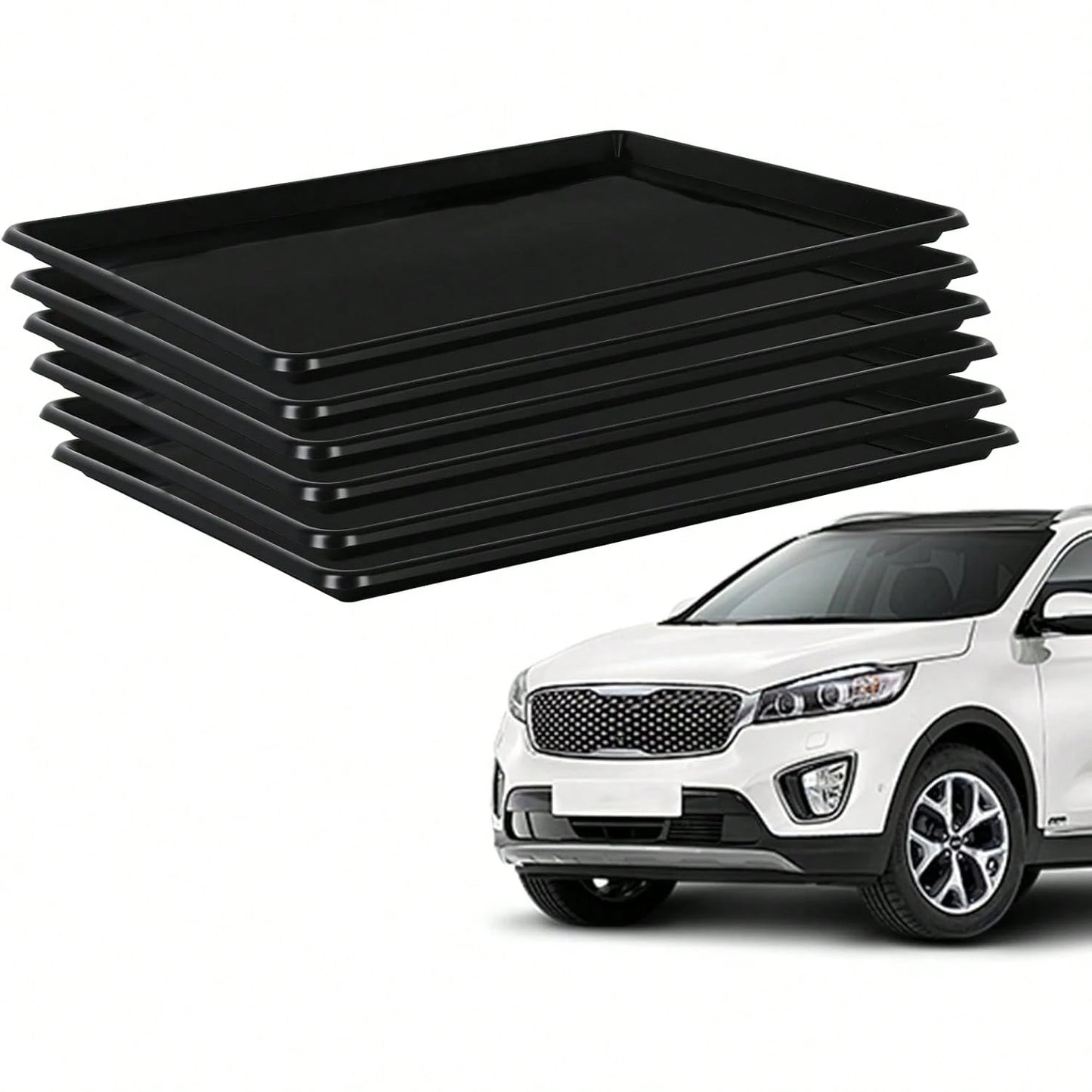 GCCSJ Extra Large Oil Drip Pan For Under Car (3-Pack/6-Pack)- 35.4"X24" Heavy Duty Plastic Automotive Tray, Oil Catch Drain Pan For Garage Floor Protection, Mini Fridge & Washing Machine Leak Tray