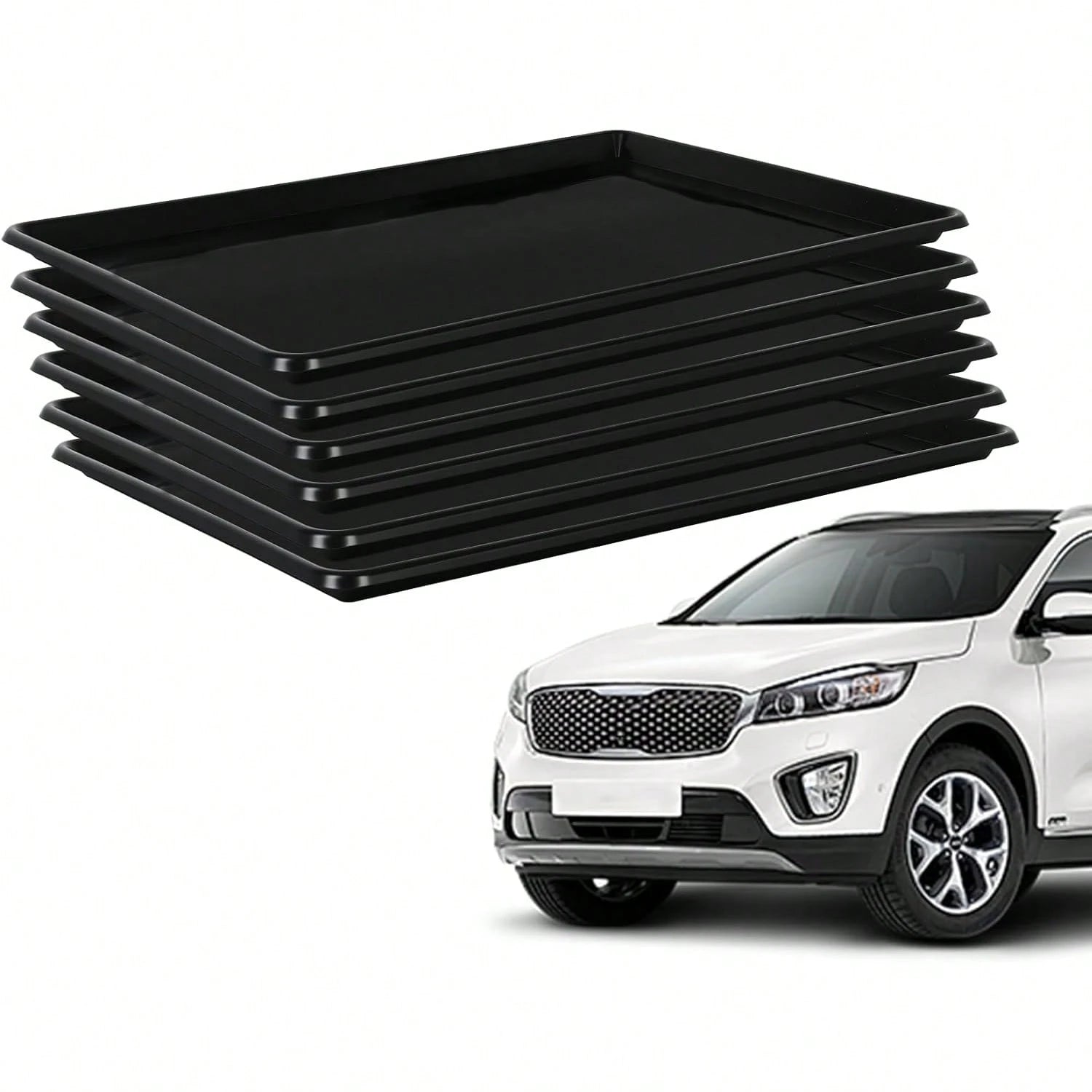 GCCSJ Extra Large Oil Drip Pan For Under Car (3-Pack/6-Pack)- 35.4"X24" Heavy Duty Plastic Automotive Tray, Oil Catch Drain Pan For Garage Floor Protection, Mini Fridge & Washing Machine Leak Tray