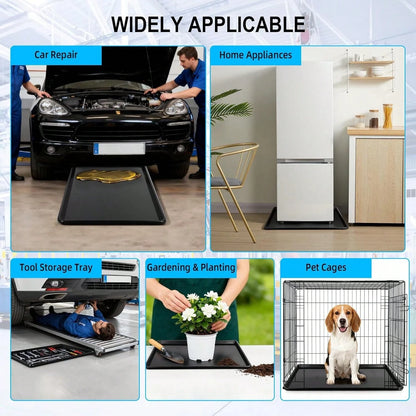 GCCSJ Extra Large Oil Drip Pan For Under Car (3-Pack/6-Pack)- 35.4"X24" Heavy Duty Plastic Automotive Tray, Oil Catch Drain Pan For Garage Floor Protection, Mini Fridge & Washing Machine Leak Tray