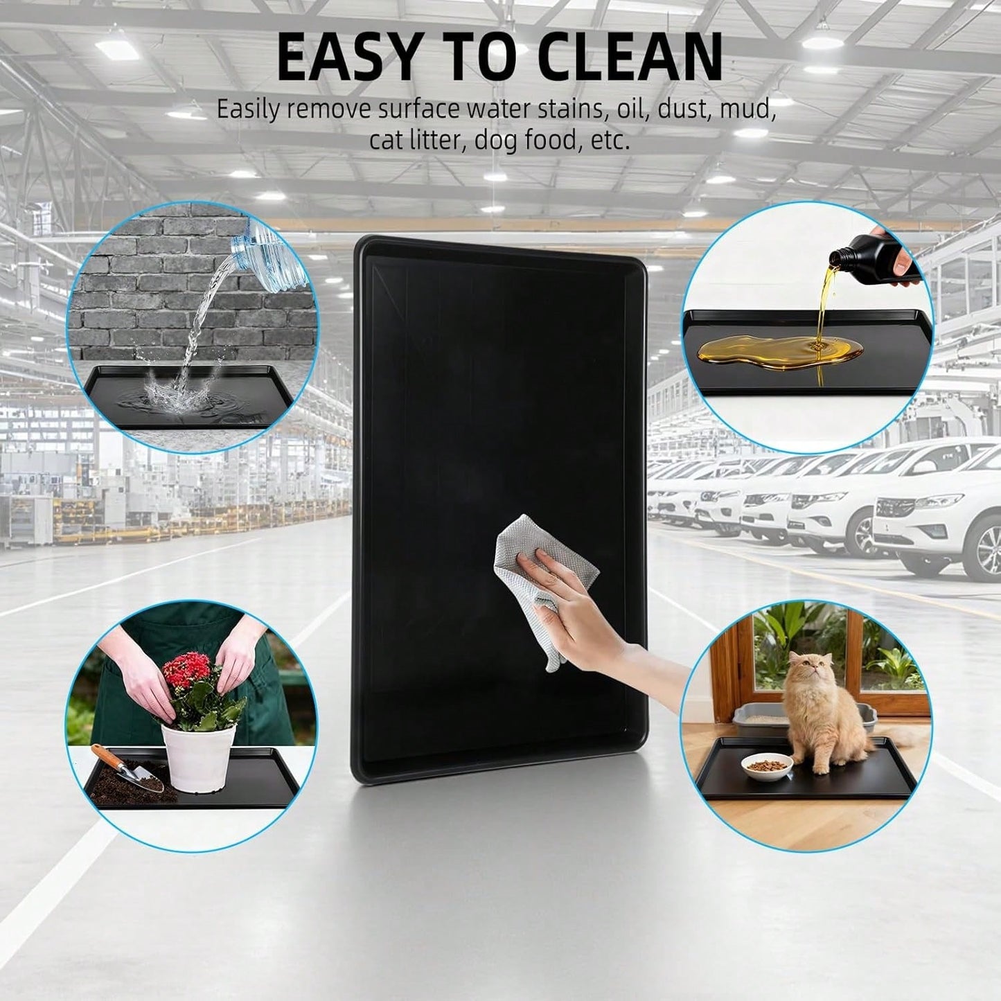 GCCSJ Extra Large Oil Drip Pan For Under Car (3-Pack/6-Pack)- 35.4"X24" Heavy Duty Plastic Automotive Tray, Oil Catch Drain Pan For Garage Floor Protection, Mini Fridge & Washing Machine Leak Tray