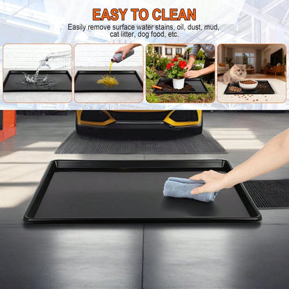 GCCSJ Extra Large Oil Drip Pan For Under Car (3-Pack/6-Pack)- 35.4"X24" Heavy Duty Plastic Automotive Tray, Oil Catch Drain Pan For Garage Floor Protection, Mini Fridge & Washing Machine Leak Tray
