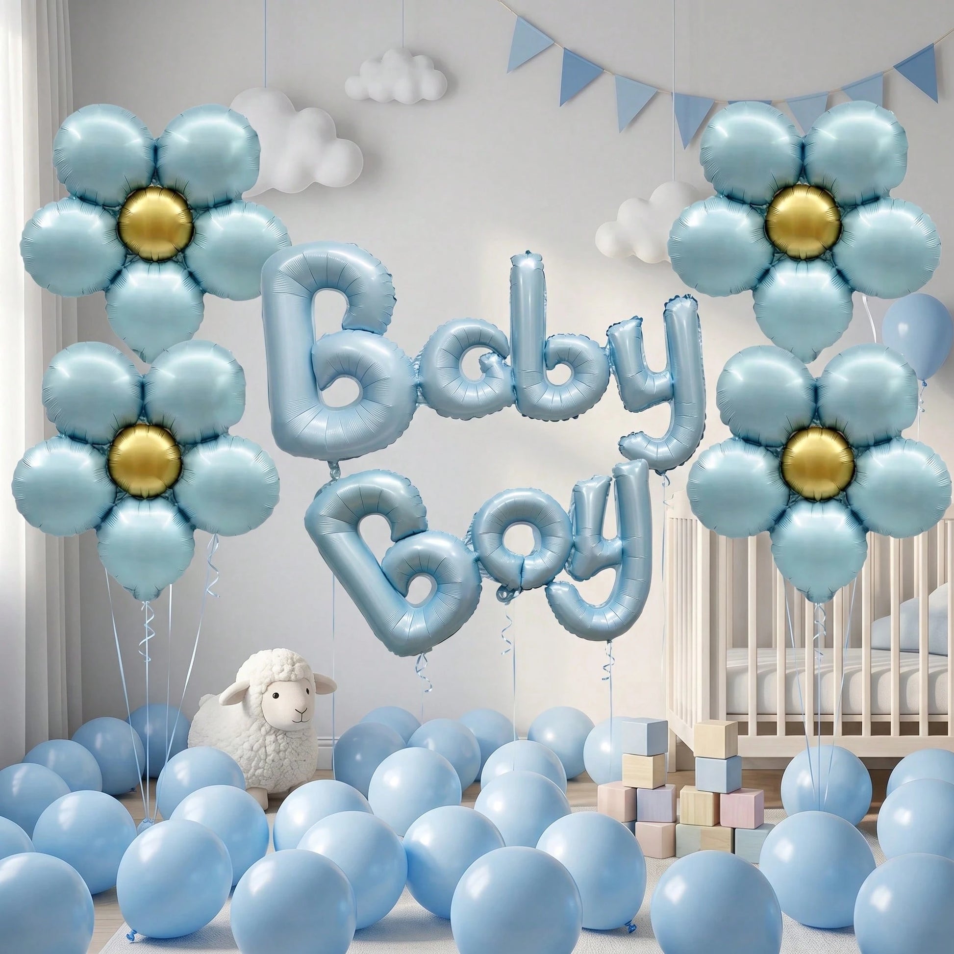 Gender Reveal Balloon,Boy/Girl Foil Letter Balloons, Flowers & Matte Latex Balloons For Gender Reveal, Photo Backdrop & Celebration Supplies