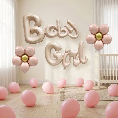Gender Reveal Balloon,Boy/Girl Foil Letter Balloons, Flowers & Matte Latex Balloons For Gender Reveal, Photo Backdrop & Celebration Supplies