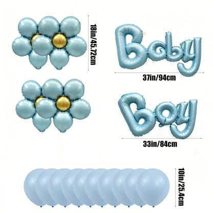 Gender Reveal Balloon,Boy/Girl Foil Letter Balloons, Flowers & Matte Latex Balloons For Gender Reveal, Photo Backdrop & Celebration Supplies