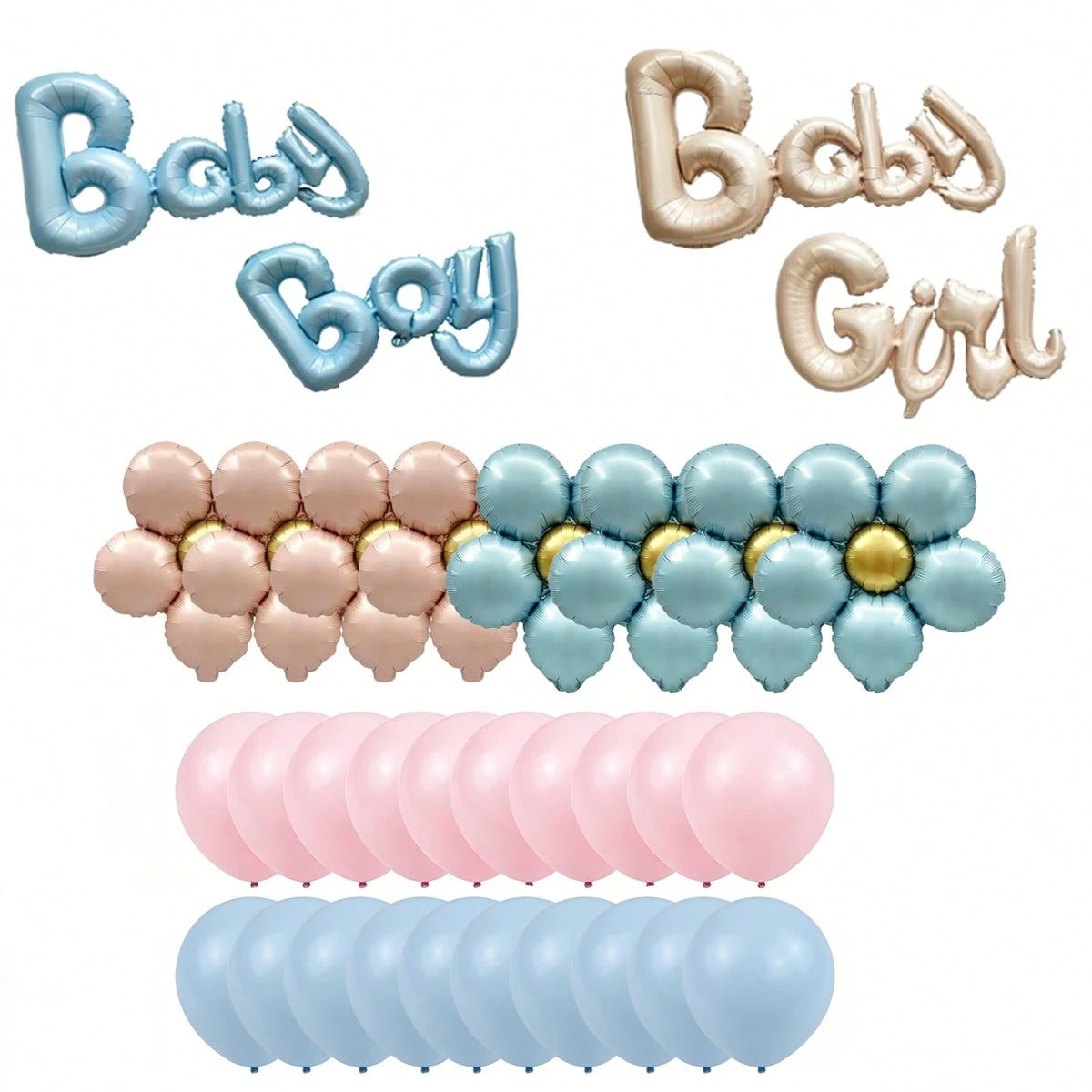Gender Reveal Balloon,Boy/Girl Foil Letter Balloons, Flowers & Matte Latex Balloons For Gender Reveal, Photo Backdrop & Celebration Supplies