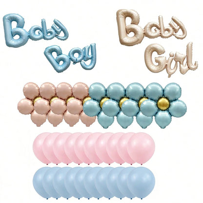 Gender Reveal Balloon,Boy/Girl Foil Letter Balloons, Flowers & Matte Latex Balloons For Gender Reveal, Photo Backdrop & Celebration Supplies