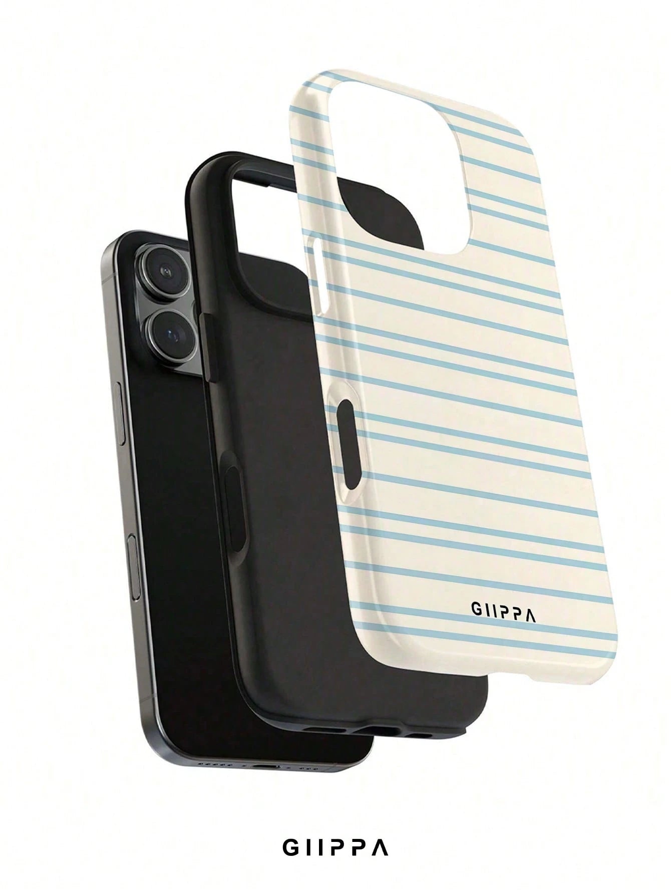 GIIPPA 1 Piece Cream White And Light Blue Striped Pattern Phone 17 Pro Max Case, Suitable For Phone 16 Pro Max, 15 Pro Max, 14 Pro Max, Korean Stylish And Interesting Phone Case, Compatible With 11/12
