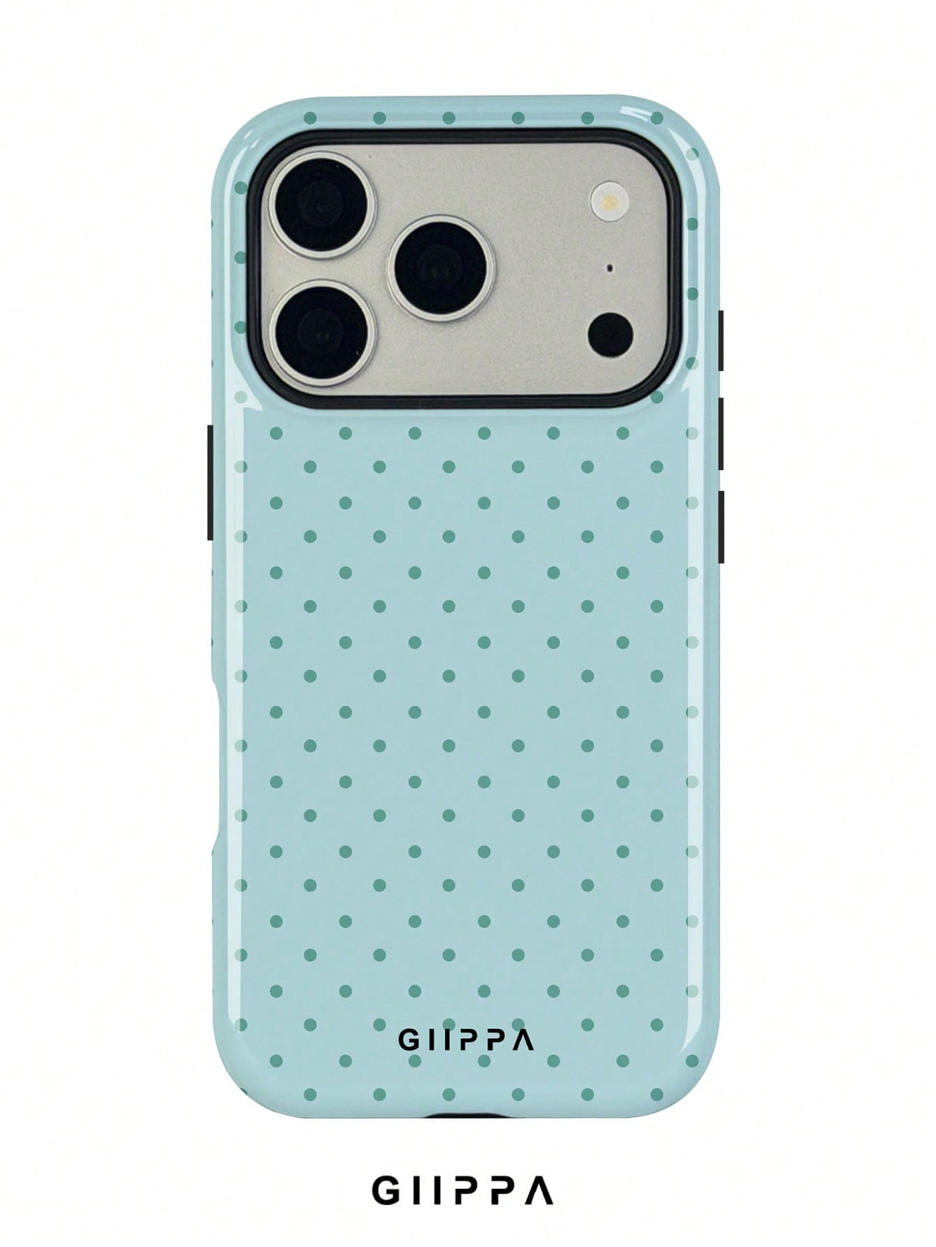 GIIPPA 1pc Mint Blue Background With Mint Green Polka Dot Pattern Design, Phone 17 Pro Max Phone Case, Compatible With Phone 16 Pro Max, 15 Pro Max, 14 Pro Max, Korean Style High-End Fashionable And F