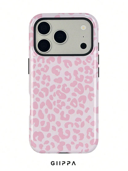 GIIPPA Cheetah,Leopard Print Pink Leopard Print 2-In-1 Anti-Fall Protective Phone Case, Suitable For IPhone 17, 16, 15, 14, 13, 12, 11, PRO MAX