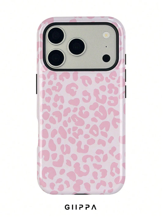 GIIPPA Cheetah,Leopard Print Pink Leopard Print 2-In-1 Anti-Fall Protective Phone Case, Suitable For IPhone 17, 16, 15, 14, 13, 12, 11, PRO MAX