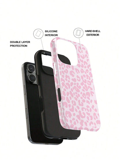 GIIPPA Cheetah,Leopard Print Pink Leopard Print 2-In-1 Anti-Fall Protective Phone Case, Suitable For IPhone 17, 16, 15, 14, 13, 12, 11, PRO MAX